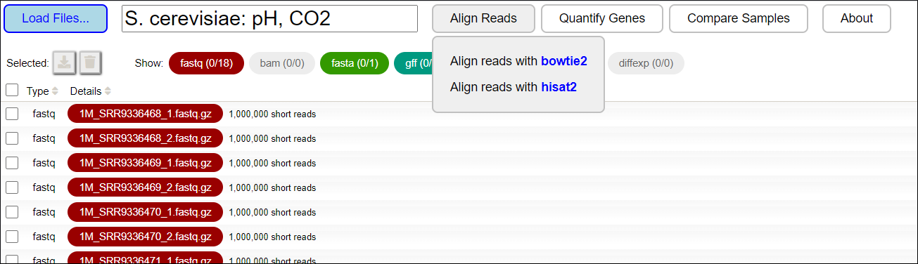 Align Reads: selecting alignment method (aligner)